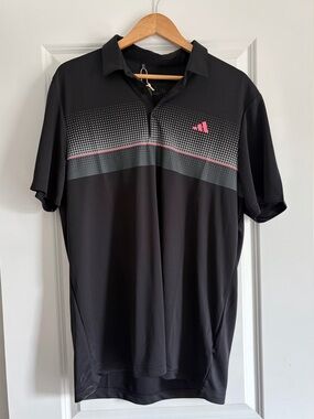 adidas Men’s Black Polo with Pink and Gray Detail